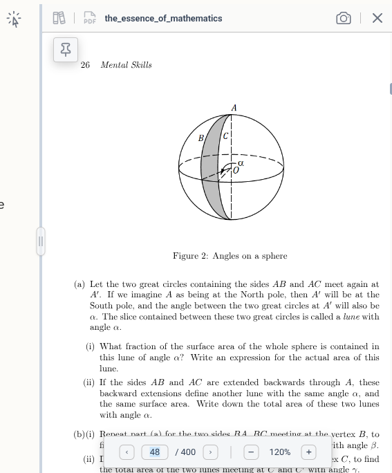 A PDF open in Duenote’s reader beside the note, with the page and zoom controls at the foot of it